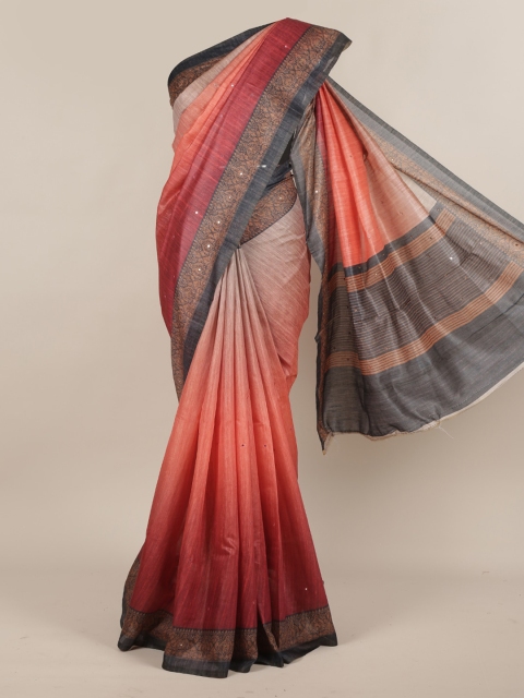 

Pothys Multicoloured Solid Jute Silk Saree, Multi