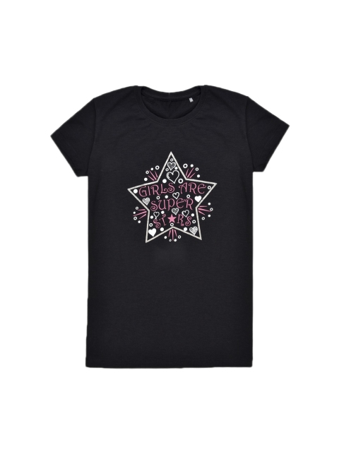 

ORANGE PUMPKKIN Black Printed Pure Cotton Regular Top