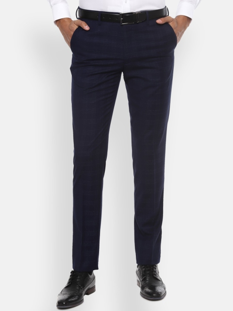 

Van Heusen Men Navy Blue Slim Fit Solid Formal Trousers