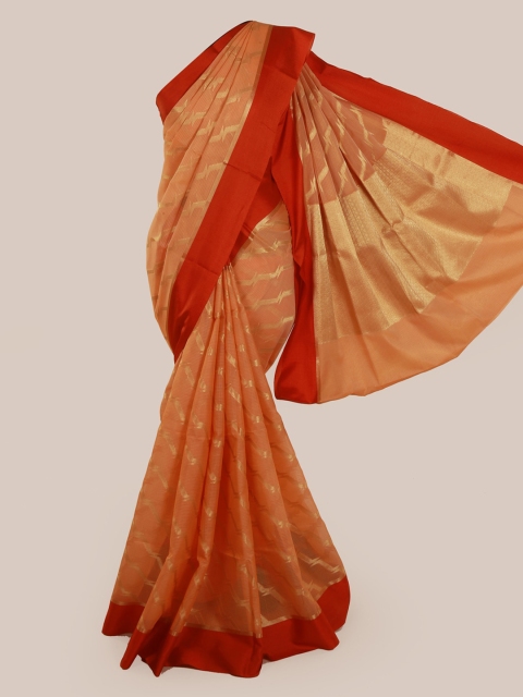 

Pothys Orange Striped Supernet Saree
