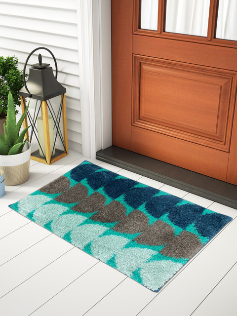 

SPACES Set Of 2 Blue & Grey Printed Anti-Skid Doormats
