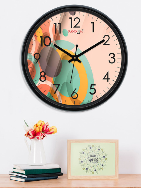 

RANDOM Peach-Coloured & Sea Green Round Printed Analogue Wall Clock