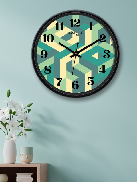 

RANDOM Green & Yellow Round Colourblocked Analogue Wall Clock