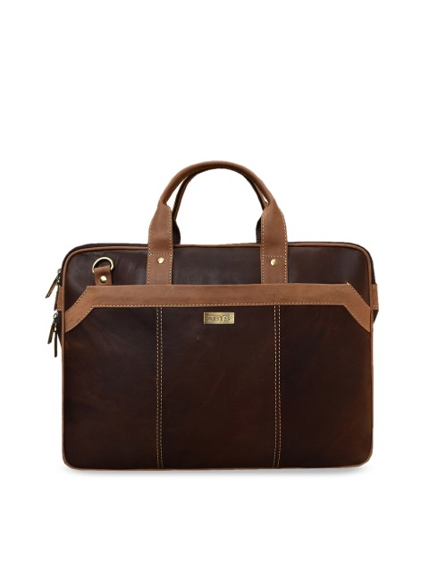 

ABYS Unisex Brown & Beige Textured Laptop Bag
