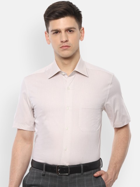 

Louis Philippe Men Beige Regular Fit Striped Cotton Formal Shirt