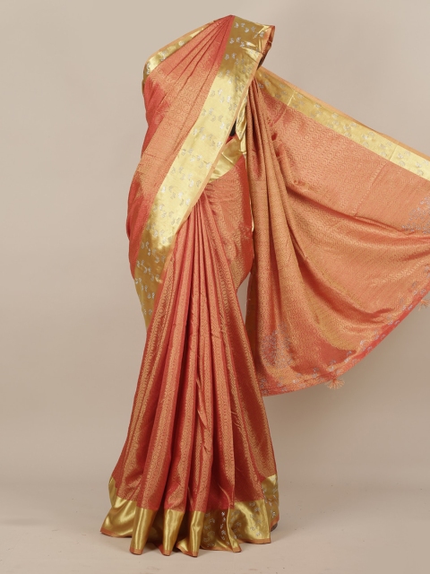

Pothys Orange Embellished Jute Silk Saree