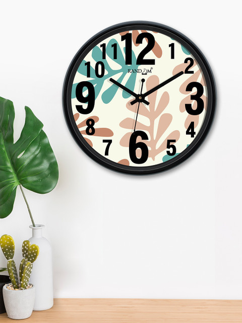 

RANDOM Off-White & Teal Round Printed Analogue Wall Clock