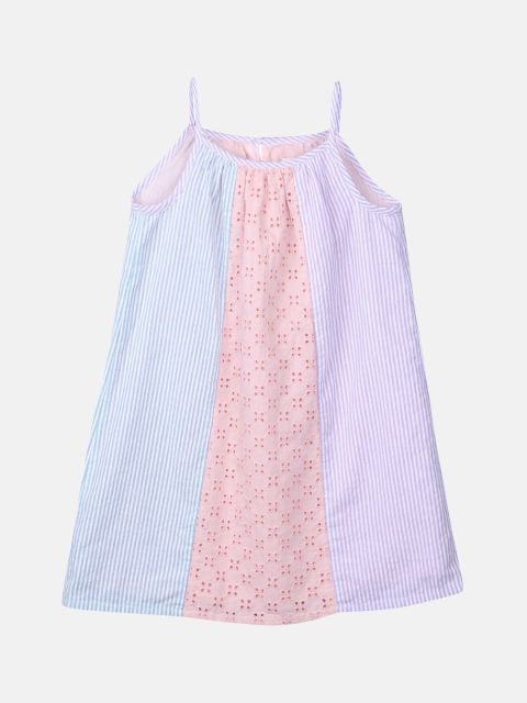 

Beebay Girls Blue & Pink Striped A-Line Dress