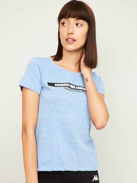 

Kappa Women Blue Printed Round Neck T-shirt
