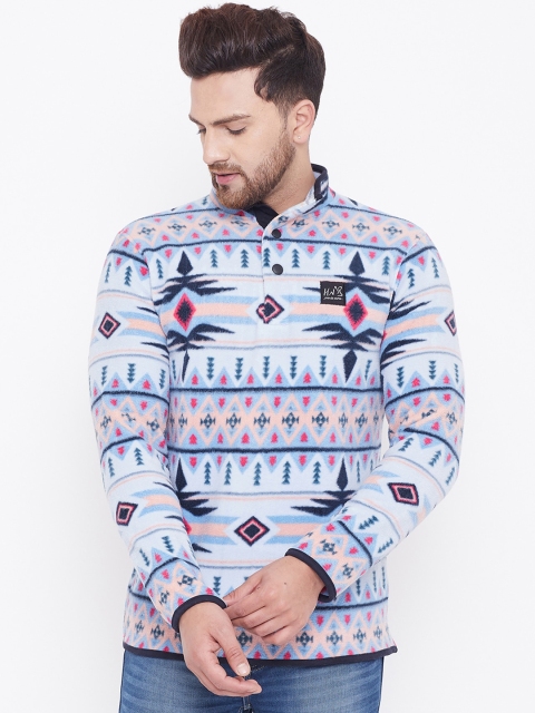 

HARBORNBAY Men Blue Printed Sweatshirt