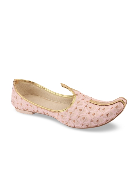 

DESI COLOUR Men Pink Woven Design Mojaris