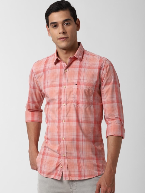 

Peter England Casuals Men Orange Regular Fit Checked Cotton Casual Shirt