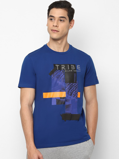 

Allen Solly Men Blue Printed Round Neck T-shirt