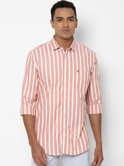 

Allen Solly Men Peach-Coloured Striped Casual Shirt