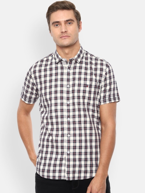 

Louis Philippe Jeans Men White Checked Casual Shirt