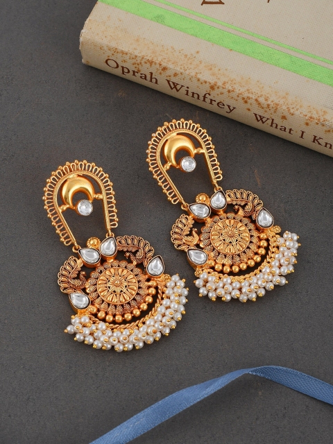 

Imittire White Gold-Plated Contemporary Drop Earrings
