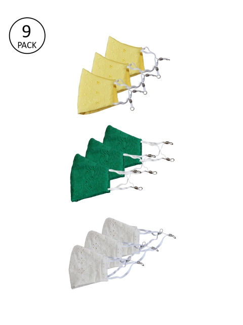 

Bellofox Pack of 9 3-Ply Reusable Cloth Masks, Yellow