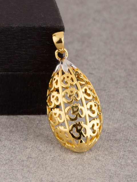 

Dare by Voylla Men Gold-Plated Spiritual Saga Tear-Drop OM Pattern Pendant
