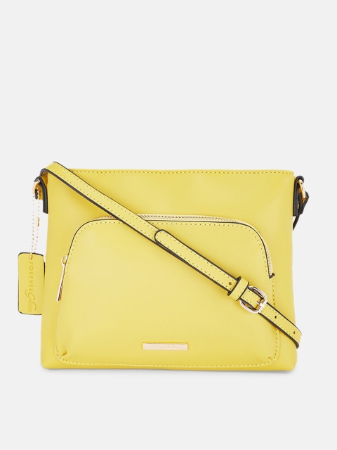 

Forever Glam by Pantaloons Yellow Solid Leather Satchel