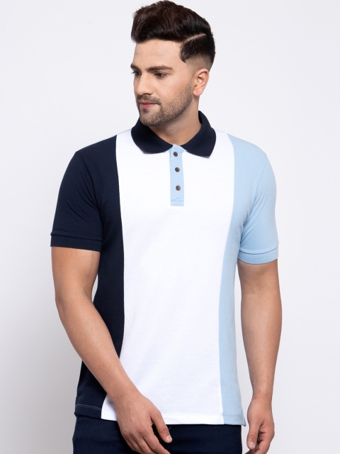 

Kalt Men Blue Colourblocked Polo Collar T-shirt