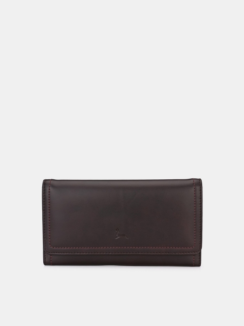 

Pacific Gold Women Brown Solid Three Fold Wallet