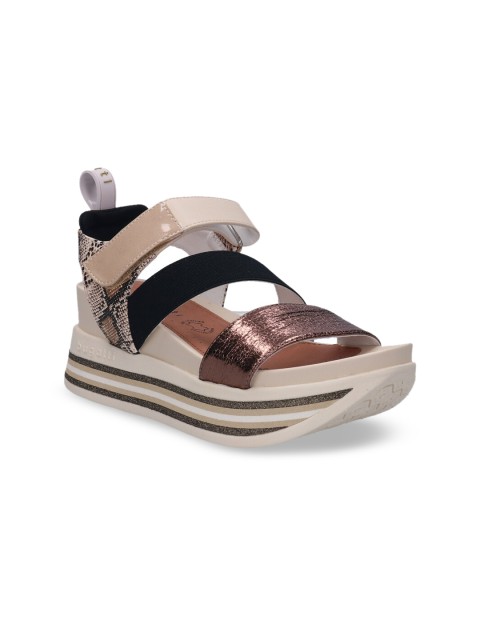 

Bugatti Women Beige Colourblocked Platforms