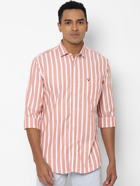 

Allen Solly Men Peach-Coloured Striped Casual Shirt