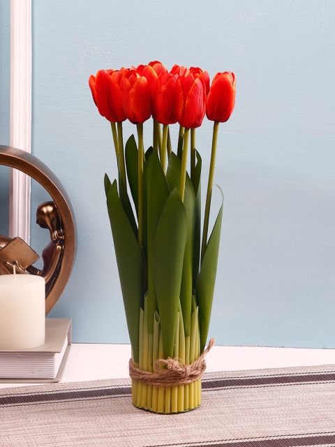

TAYHAA Set of 12 Orange & Green Artificial Tulip Sticks