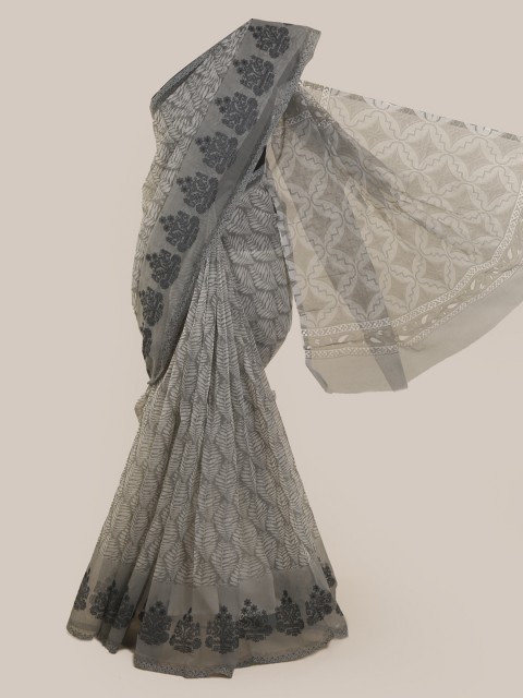 

Pothys Grey Printed Supernet Saree