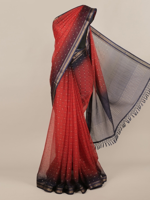 

Pothys Red Printed Poly Chiffon Saree