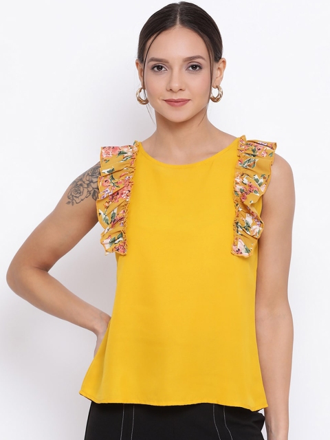 

ALL WAYS YOU Yellow Crepe Regular Top