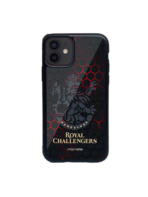 

macmerise Black & Red RCB Hex Pattern Glass iPhone 12 Mini Phone Case