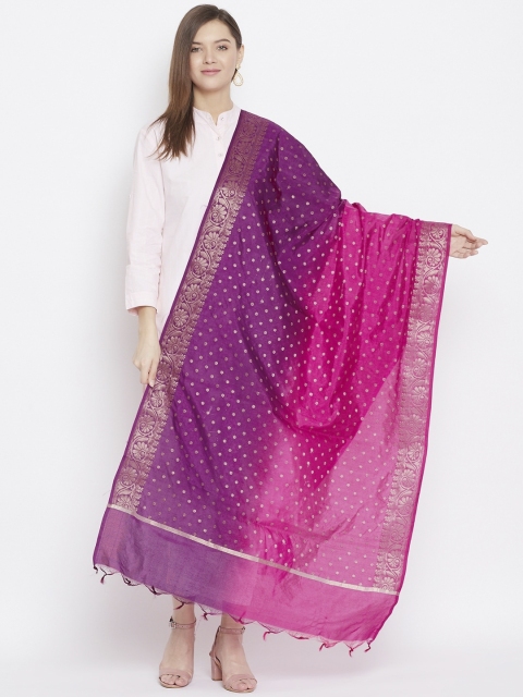 

Clora Creation Purple & Pink Woven Design Dupatta
