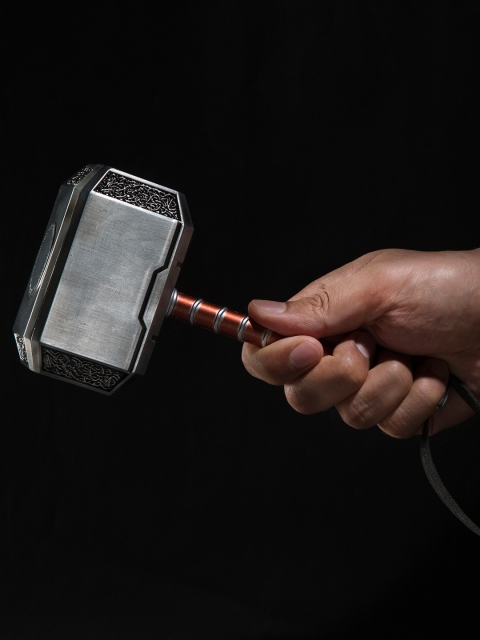

Bigsmall Silver-Toned & Red Thor Hammer Collectible