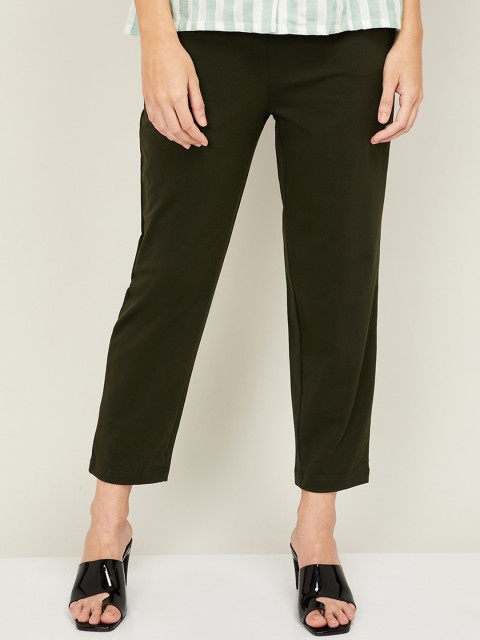 

CODE by Lifestyle Women Olive Green Regular Fit Solid Regular Trousers