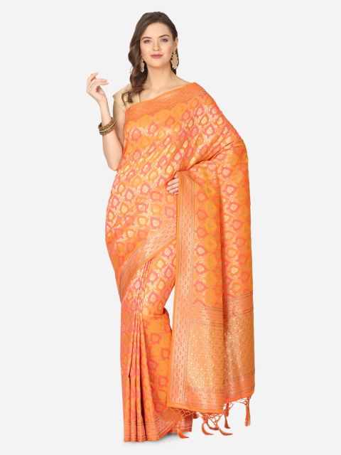 

BOMBAY SELECTIONS Mustard Woven Design Banarasi Saree