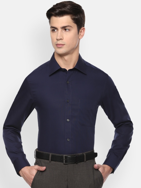 

Louis Philippe Permapress Men Navy Blue Solid Casual Shirt