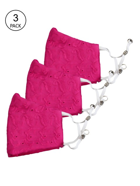 

Bellofox Unisex Pack Of 3 Pink Self Design 3-Ply Reusable Protective Outdoor Masks