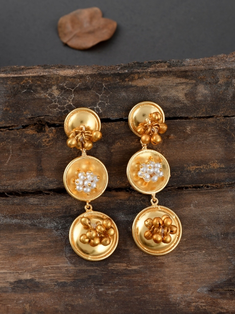 

Imittire Gold-Toned Contemporary Drop Earrings