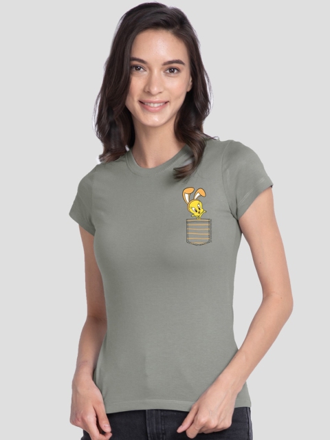 

Bewakoof Women Grey Tweety Printed Round Neck T-shirt