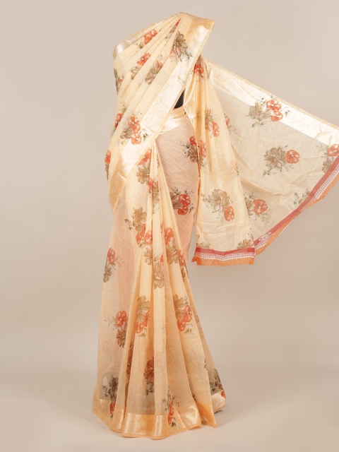 

Pothys Peach-Coloured & Red Jute Silk Woven Design Saree