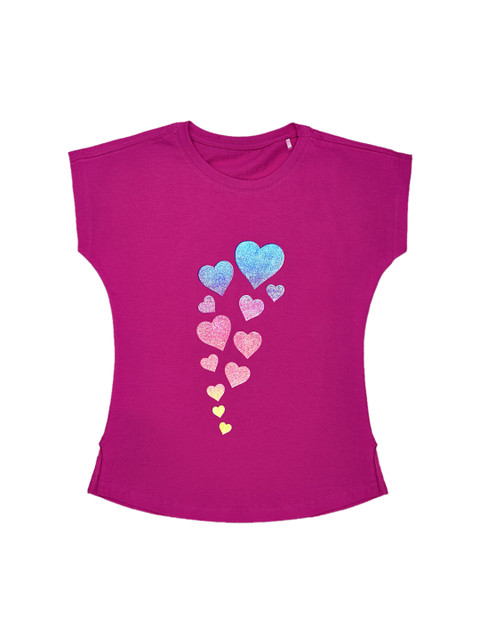 

ORANGE PUMPKKIN Girls Purple & Blue Printed Pure Cotton Regular Top