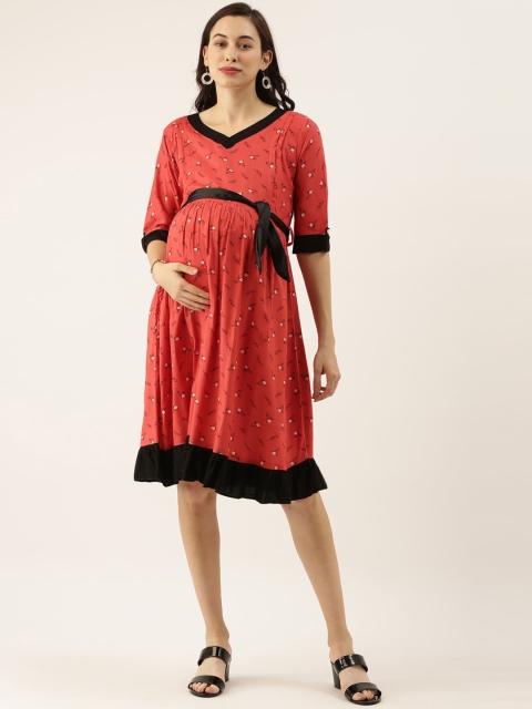 

GOLDSTROMS Women Orange Printed Empire Dress