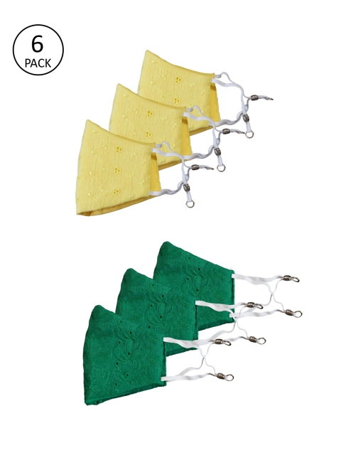 

Bellofox Pack Of 6 Self-Design 3-Ply Reusable Protective Outdoor Masks, Yellow
