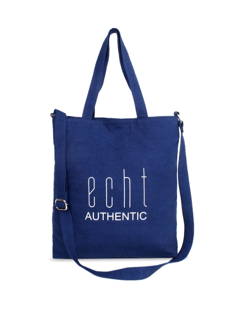 

echt Navy Blue Printed Tote Bag