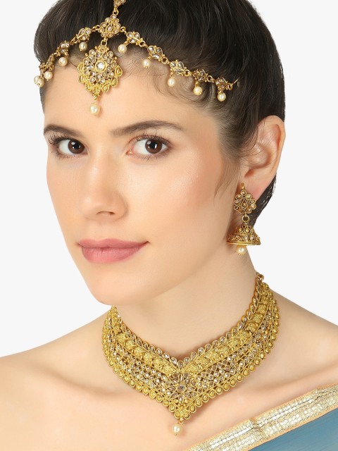 

Adwitiya Collection Gold-Toned Copper Gold-Plated Handcrafted Necklace