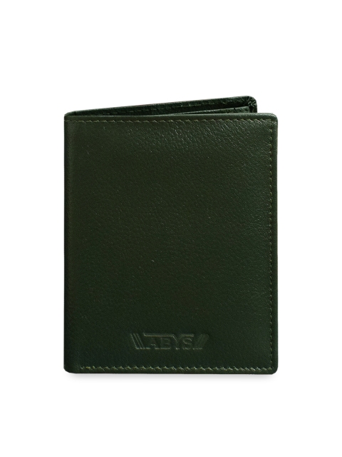 

ABYS Men Green Textured Leather Two Fold Wallet