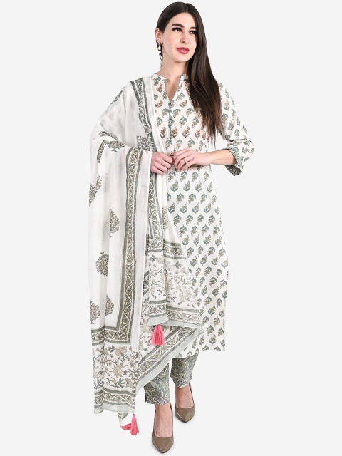 

Be Indi Women Off-White Printed Kurti with Trousers & Dupatta