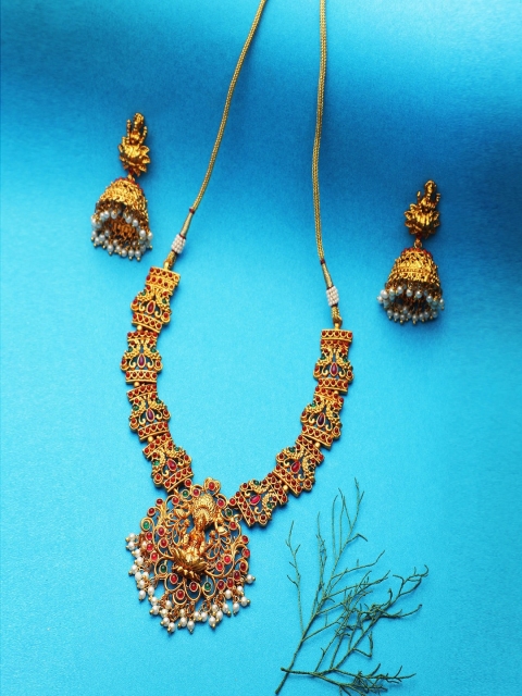 

Adwitiya Collection Gold-Toned Copper Gold-Plated Handcrafted Necklace