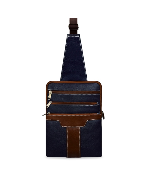 

ABYS Unisex Blue & Brown Textured Messenger Bag